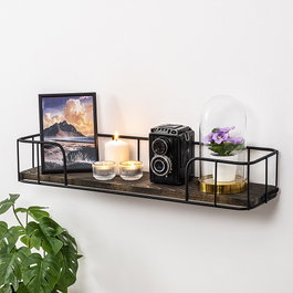 Hanah Home Syringa Estantería de Pared Industrial Negro y Nogal Oscuro